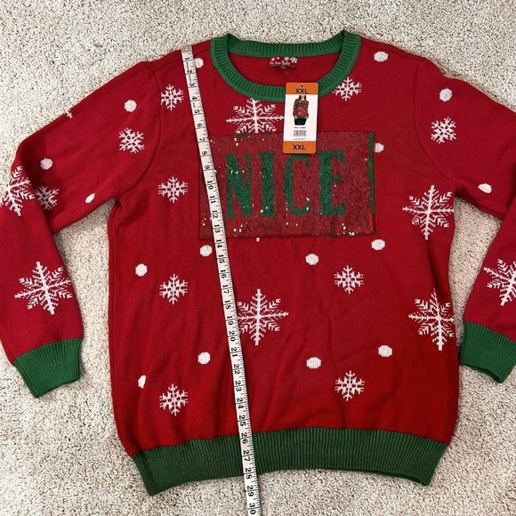 TO BE JOLLY Women’s Ugly Christmas Sweater Naughty/Nice Sequin NWT XXL - Picture 8 of 12